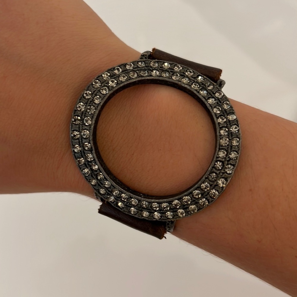 Beautiful pave leather bracelet